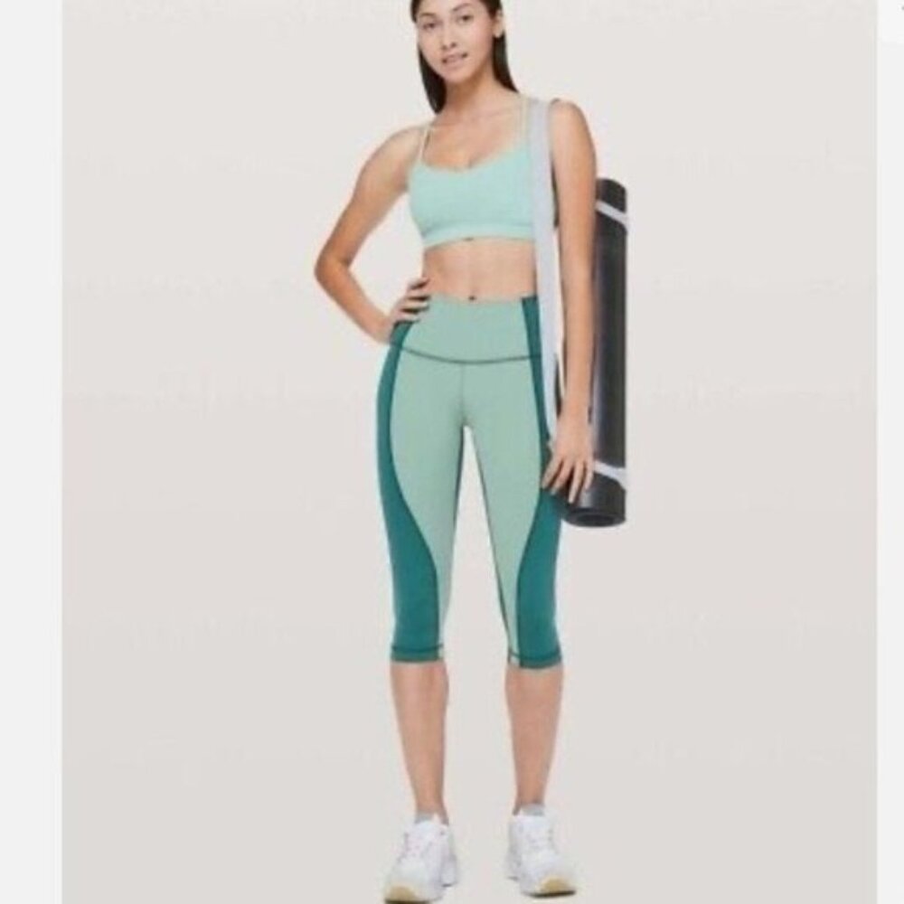 Lululemon Wunder Under Crop HR Curve Green Leggings